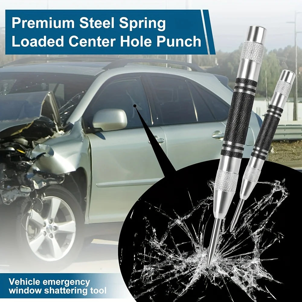 1/3pcs Heavy Duty Automatic Center Punch, 5'' Premium Steel, Spring Loaded, Adjustable- For Metal, Plastics, Wood Precision Tool