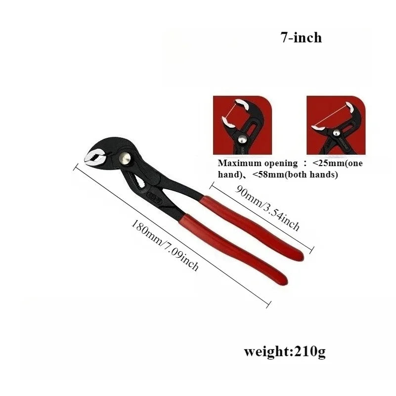 7 10 12 Inch Quick Adjust V Jaw Tongue Groove Pliers Universal Plumbing Pliers Water Pump Pliers for Plumbing Work