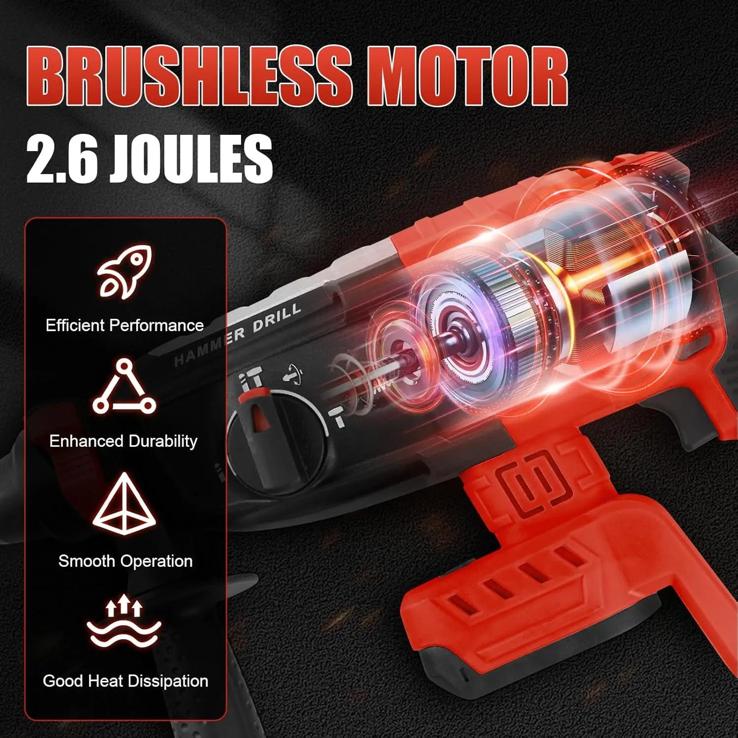 Rotary Hammer Drill For Mi.lwaukee M18 2.6J Hammer Drill With 4 Modes 360° Rotating Handle SDS-Plus Chuck Brushless Motor