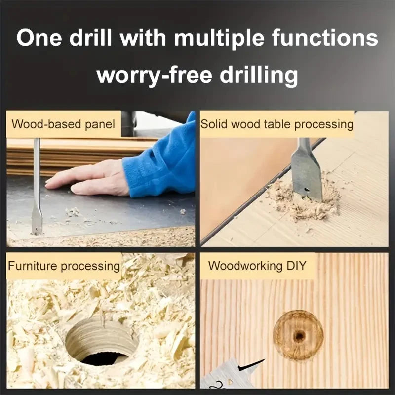 Woodworking Spade Drill Bits Set Paddle Flat Boring Double Side Cutting Spurs Woodworker Hole Cutter Wood Polyurethane Board PVC