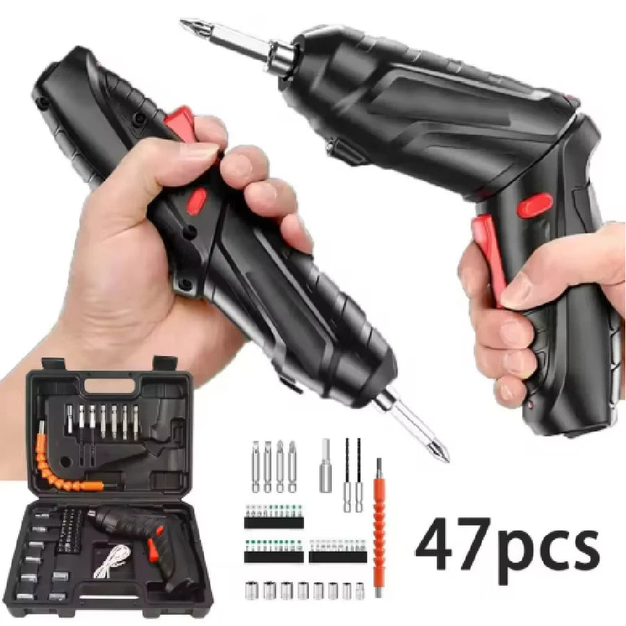 Portable Electric Screwdriver Cordless 47 in 1 Rotated 90 Degrees Rechargeable Screwdriver with LED for Home Office DIY Tools