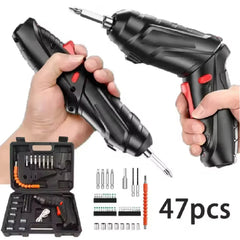 Portable Electric Screwdriver Cordless 47 in 1 Rotated 90 Degrees Rechargeable Screwdriver with LED for Home Office DIY Tools