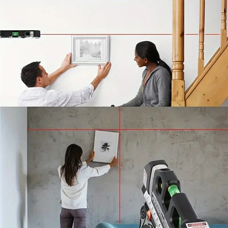 Laser Level Tool Multipurpose Cross Line Laser Kit with 8 Feet Measuring Tape Ruler Easy to Use for Home Construction