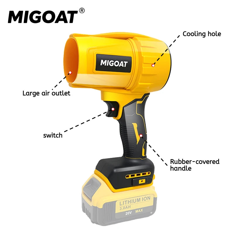 MIGOAT Cordless Leaf Blower 50000RPM Super Speed