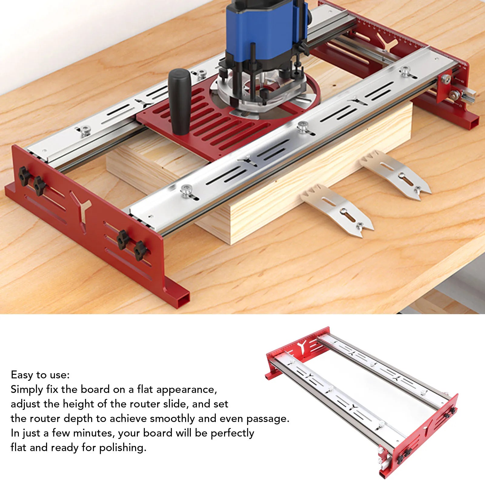 Woodworking Router Sliding Plate Aluminum Alloy Router Milling Groove Bracket for Flatten and Finish Plywood