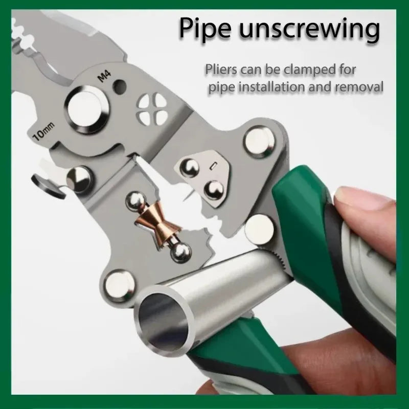 Foldable wire stripper, pulley design multi-function electrician wire splitter wire winding pliers crimping pliers hand tool