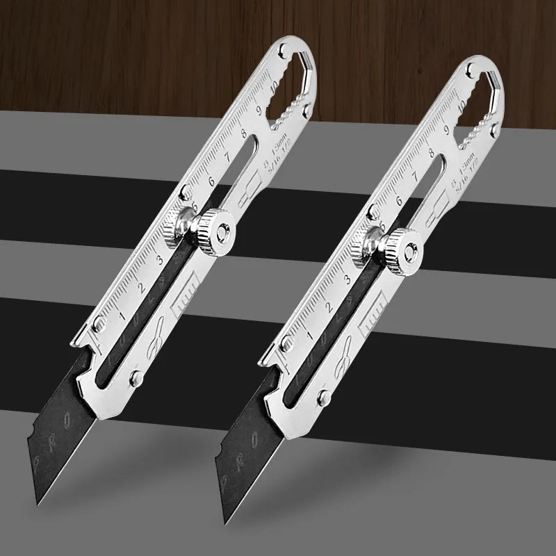 "Utility Knife Box Cutter 8 In 1  Versatile Multipurpose Stainless Steel Retractable Heavy Duty Waterproof Snap-Off Cutter Knife