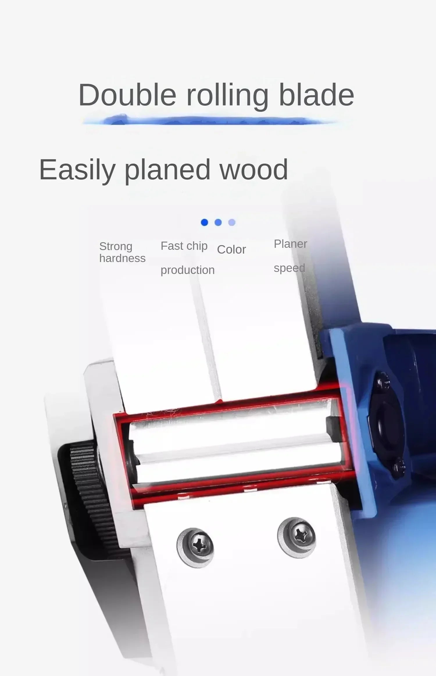 220V High-performance Portable Electric Planer for Woodworking with Reversible Blade