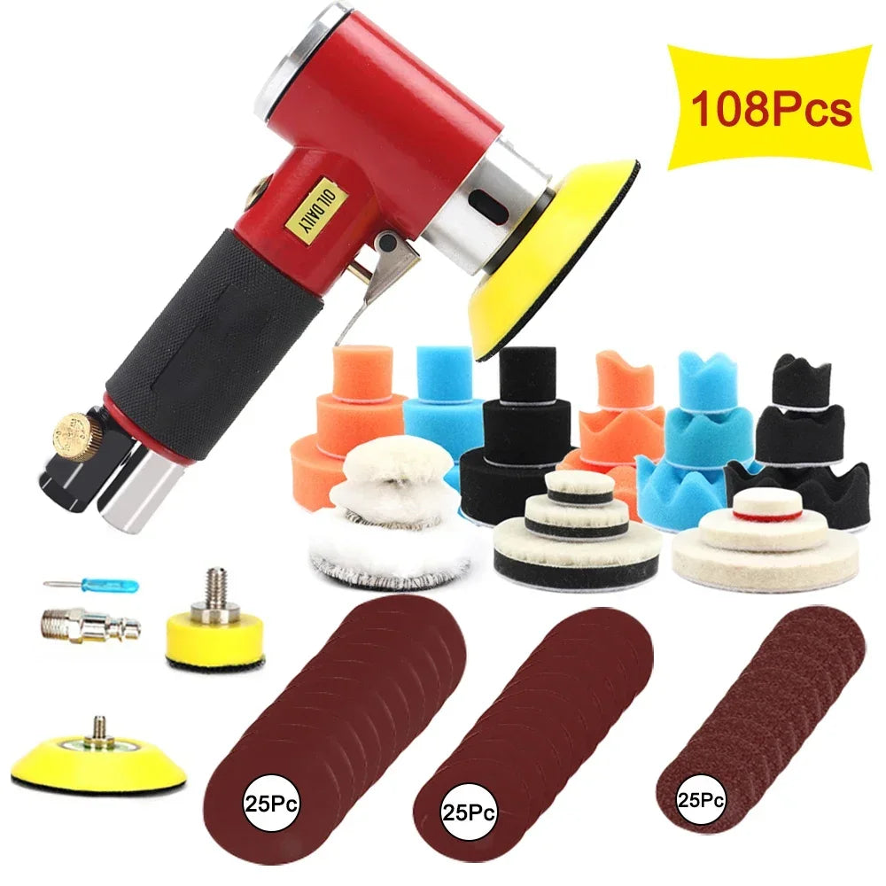 New Protable Random Orbit Air Sander Mini Pneumatic Grinding Machine for Car Polishing High Speed Air Powered Sanding Polisher