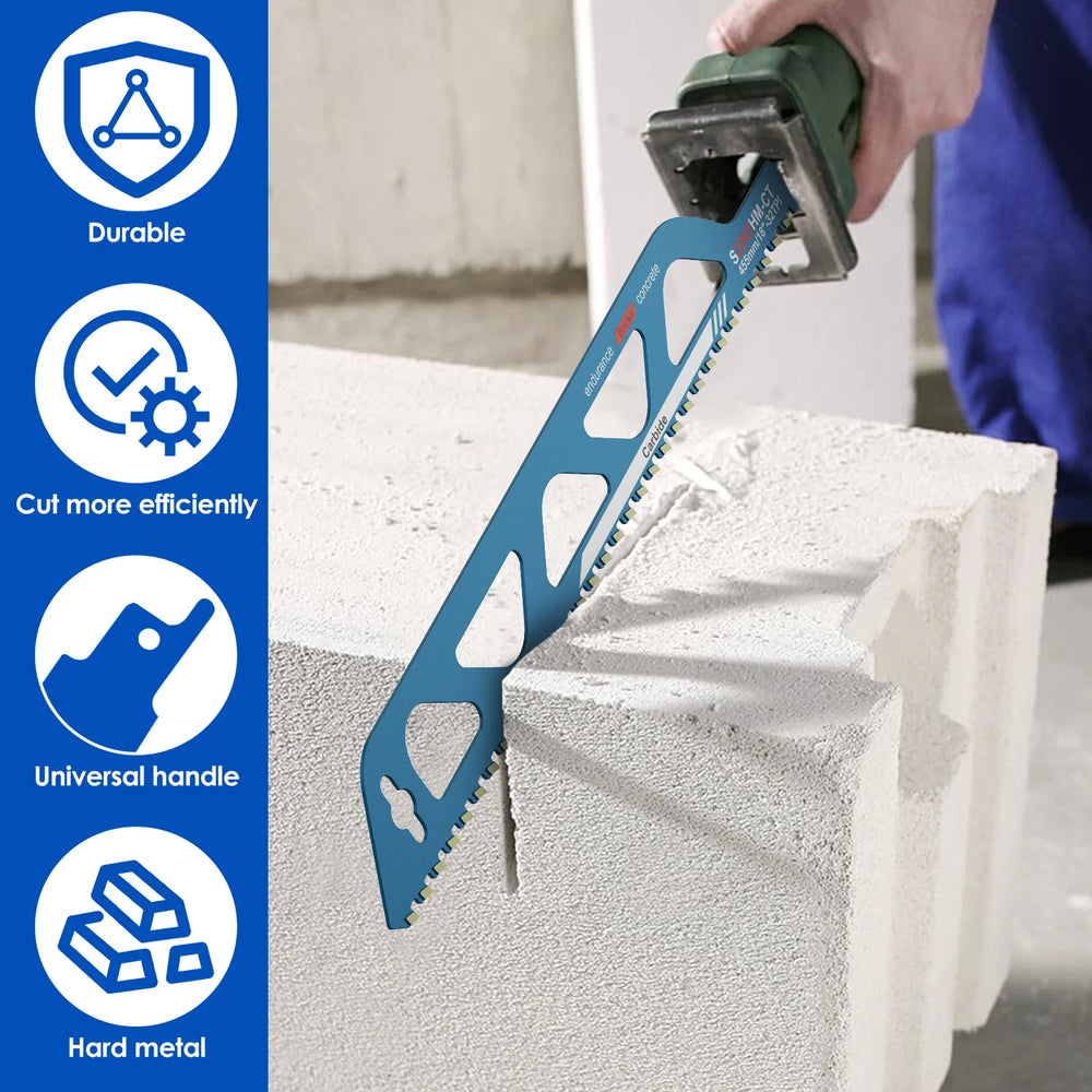 Reciprocating Saw Blade 10/12/18/20in Hard Alloy Saber Saw Aerated Cement Bricks Concrete Stone Demolition Cutting Tools