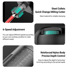 Router Tool 800W Compact Palm Wood Router Tool for Woodworking Electric Hand Trimmer Cutting Palmming Tool with 15Pcs 1/4in Rout