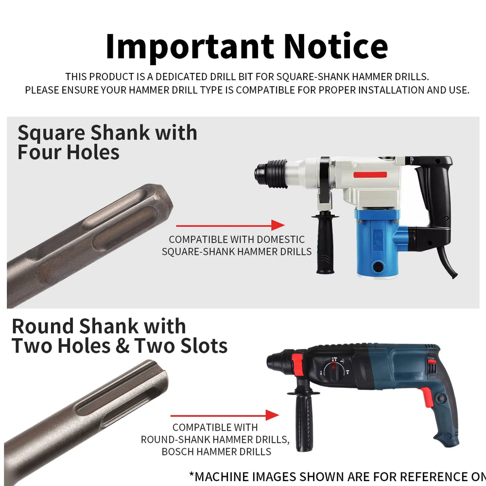 Non-Standard Electric Hammer Drill Bit 150 200mm Concrete Wall Square Handle 5.5/6.5/7.5/8.5/9.5/11/12.5/13/15/16.5/17/19mm