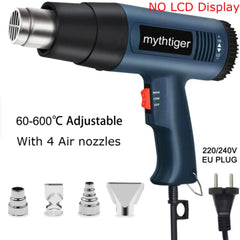 2000W Heat Gun Professional Hot Air Gun Adjustable Temperature 60-600D 4 Nozzles for DIY Stripping Paint Shrinking PVC