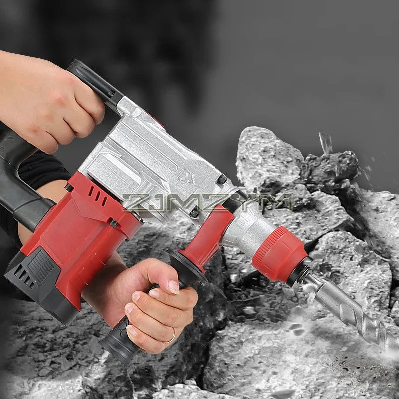 220V Electric Hammer Drill Heavy Duty Rotary Hammer Drill, Copper Motor, Including Chisels and Drill Bits with Case