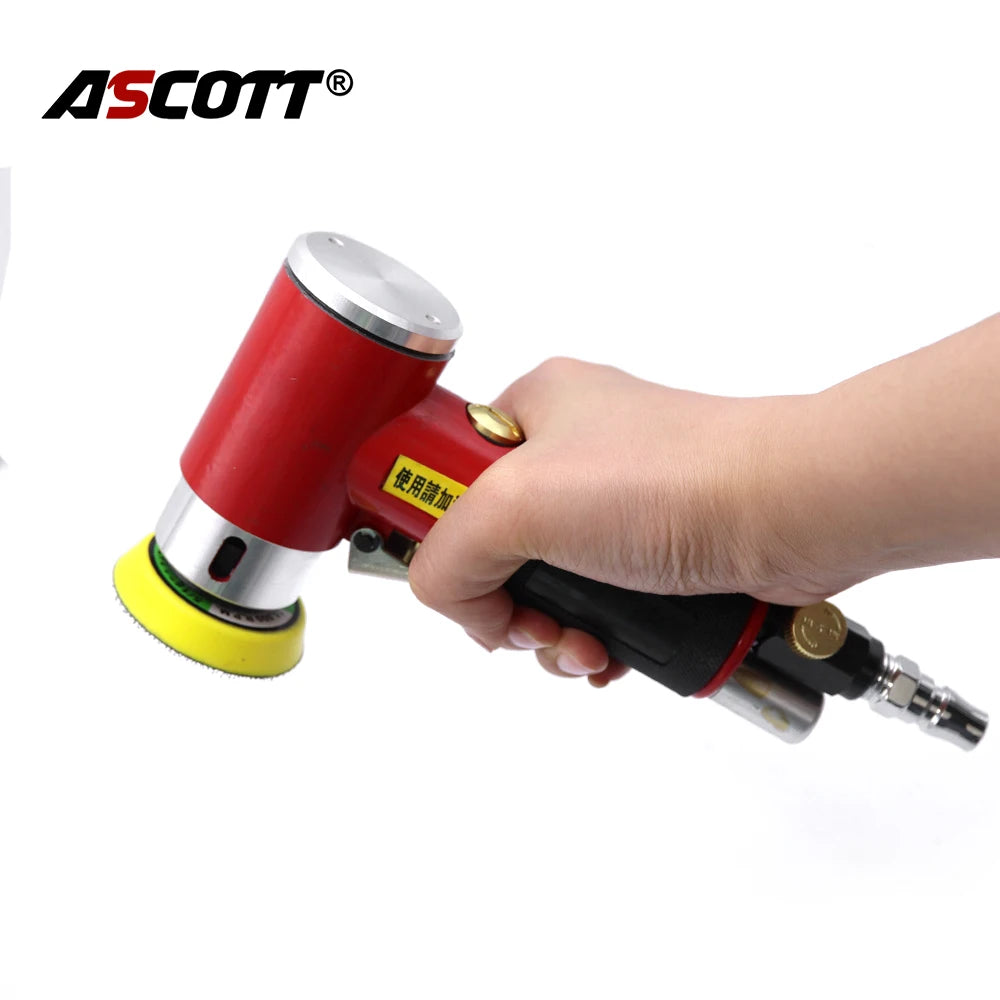 ASCOTT Random Orbit 2/3" Air Sander Mini Pneumatic Polishing Machine for Car Polishing High Speed Air Powered Orbital Polisher