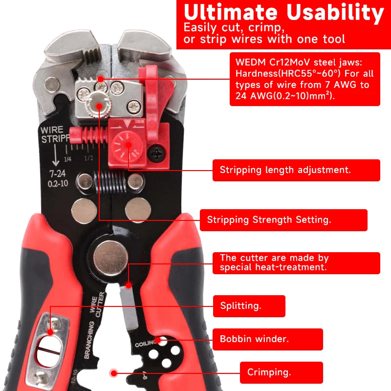 Wire Stripper Tools Multitool Pliers YES-1R Automatic 5 In1 Stripping Cutter Crimping Cable Wire Electrician Repair Tools