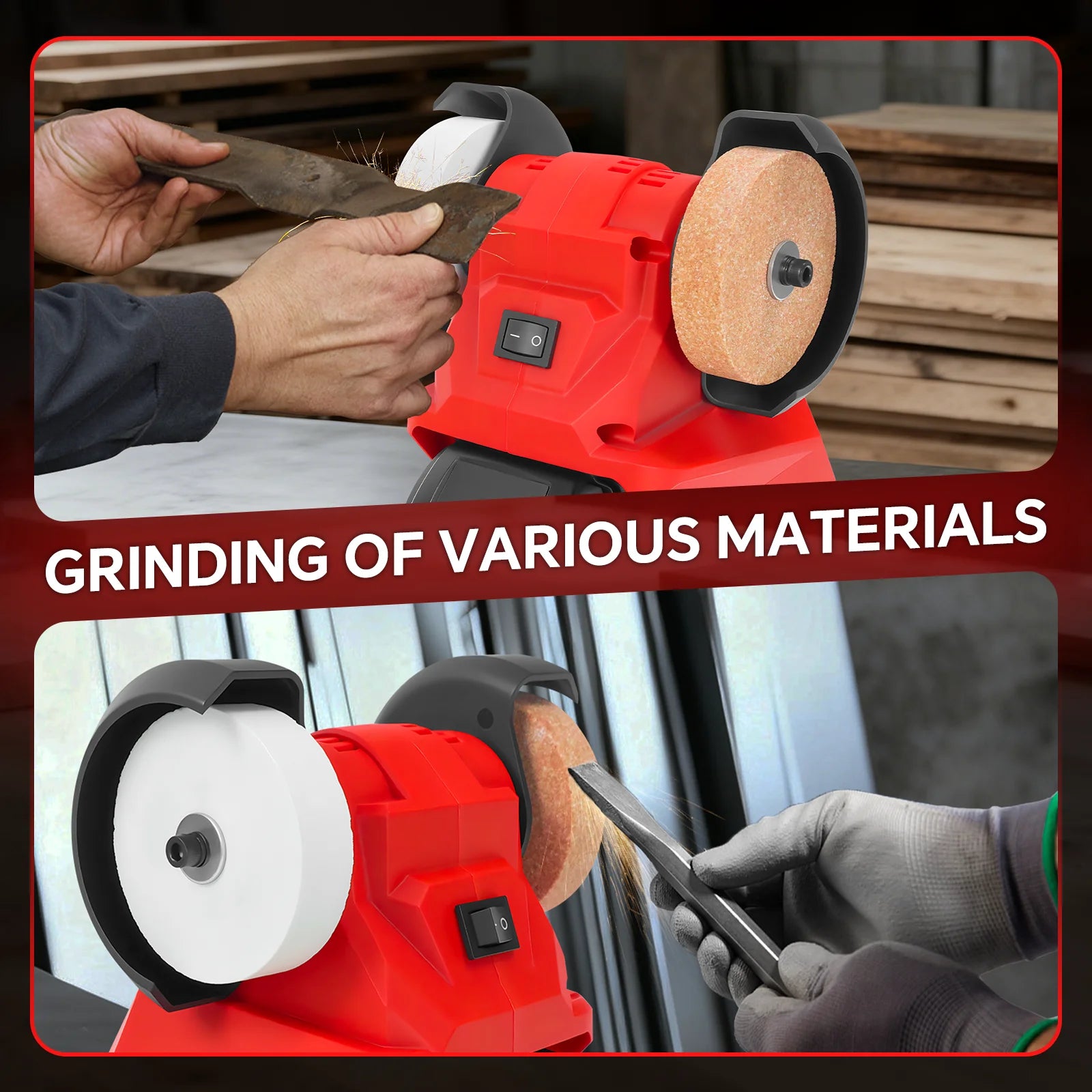 Cordless Bench Grinder 2-Wheel 5500RPM Electric Grinding Sharpener Metal Polishing DIY Tools for Milwaukee 18V Battery Pin