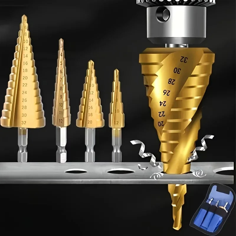 Step Drill Bit Stage Drills for Metal Wood High Speed Stepped Drill Set Power Tools 3-12 4-12 4-20 4-32mm