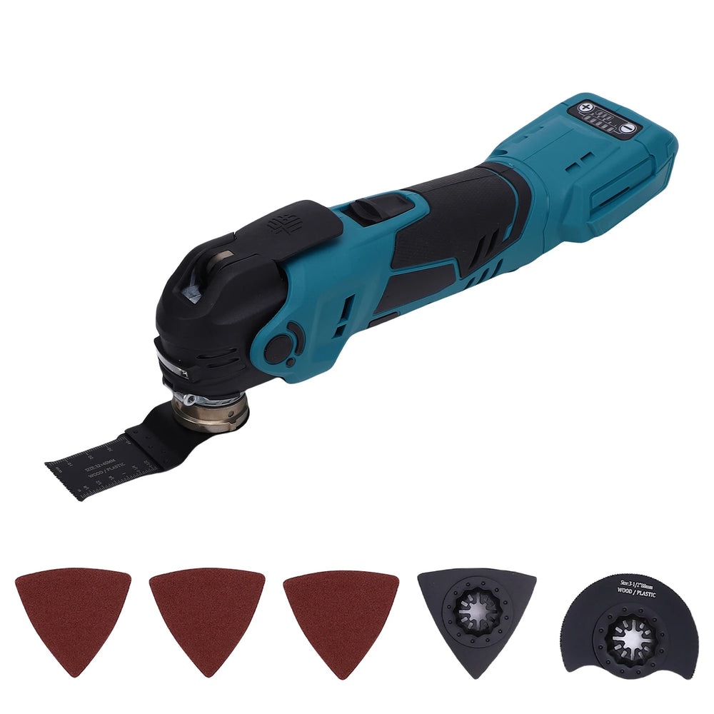 Oscillating Tool Cordless Oscillating Multi-function Cutting Machine 5 Variable Speed 8000-22000RPM with 2pcs Metal