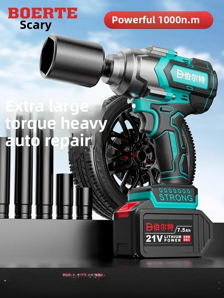 110V/220V Heavy Duty Brushless Electric Impact Wrench High Torque Power Tool for Auto Repair with Charger EA