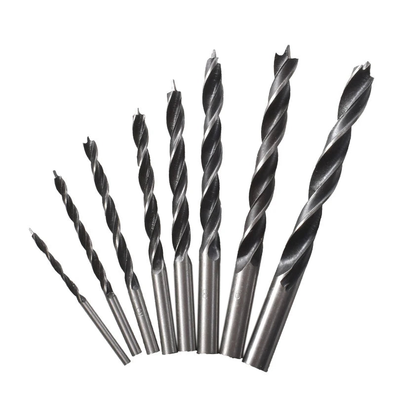 8pcs 3/4/5/6/7/8/9/10mm Twist Dril Bit Set Brad Point Wood Drill Bits Titanium Coated Woodworking Metal Drilling Bit Tools
