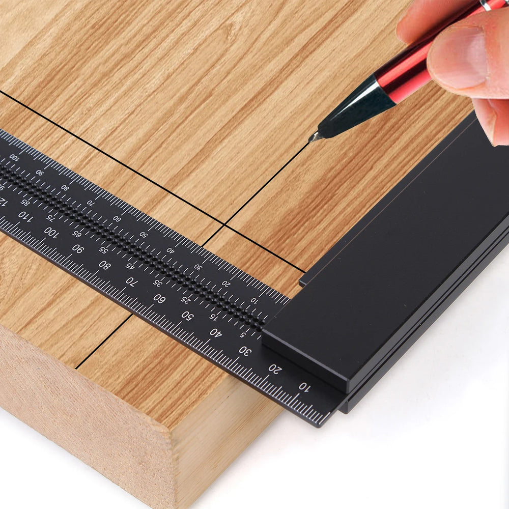 Precise Carpenter Square Layout Tool Woodworking Scribe Ruler Parallel Line Marker Points Aluminum Alloy Right Angle Ruler