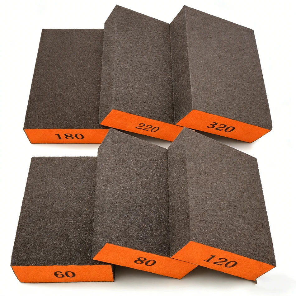 6pcs/set(60 80 120 180 220 320)Coarse Medium Fine Grit Sanding Block Sander Sponges for Wood Drywall Metal Sandpaper Sponge