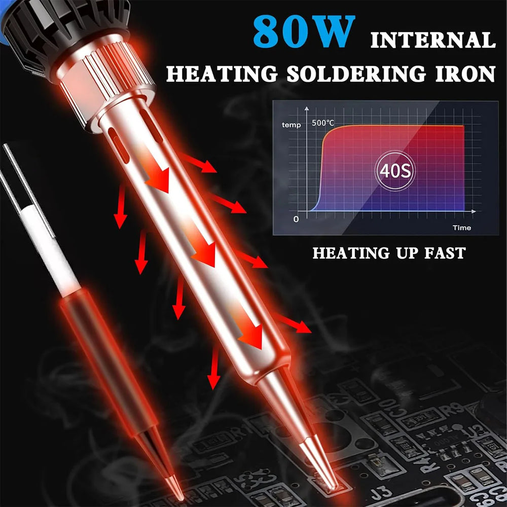 Soldering iron kit, 80W 110V LED digital soldering iron, with ceramic heater, portable soldering tool set