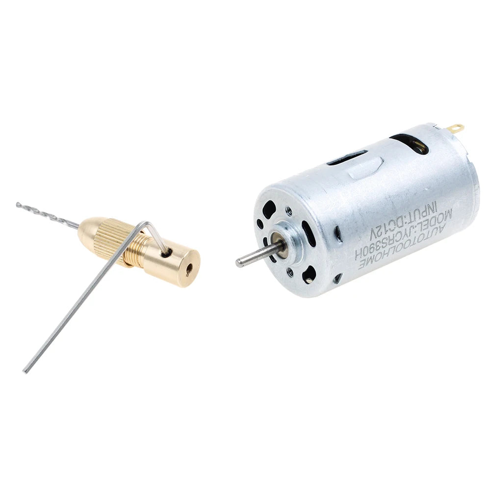 Electric Hand Drill DIY MINI Drill Press Set DC 12V Motor 10PCS 0.5-3mm HSS Twist Drill Bit with 5Pcs Chuck Collets Hobby Drill
