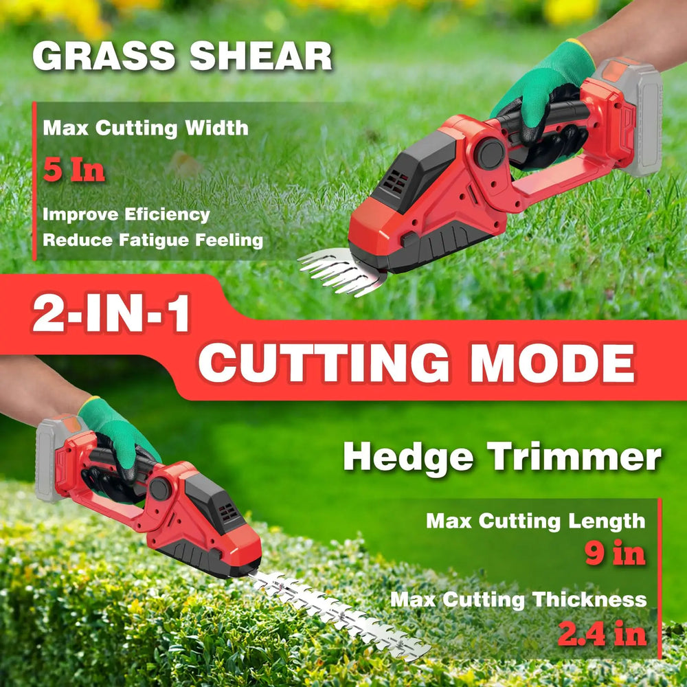 Cordless Hedge Trimmer For Milwaukee M18 Battery 2200RPM Mini Grass Shears 2 in 1 Handheld Electric Hedge Trimmer/Grass Cutter