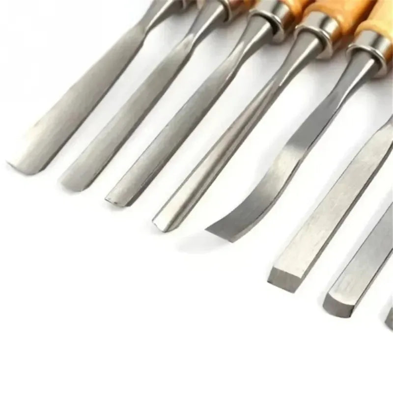 12PCS Wood Carving Hand Chisel Woodworking Lathe Gouges Tools Woodcarving Tools Set Carved Chisel Carving Knife Set