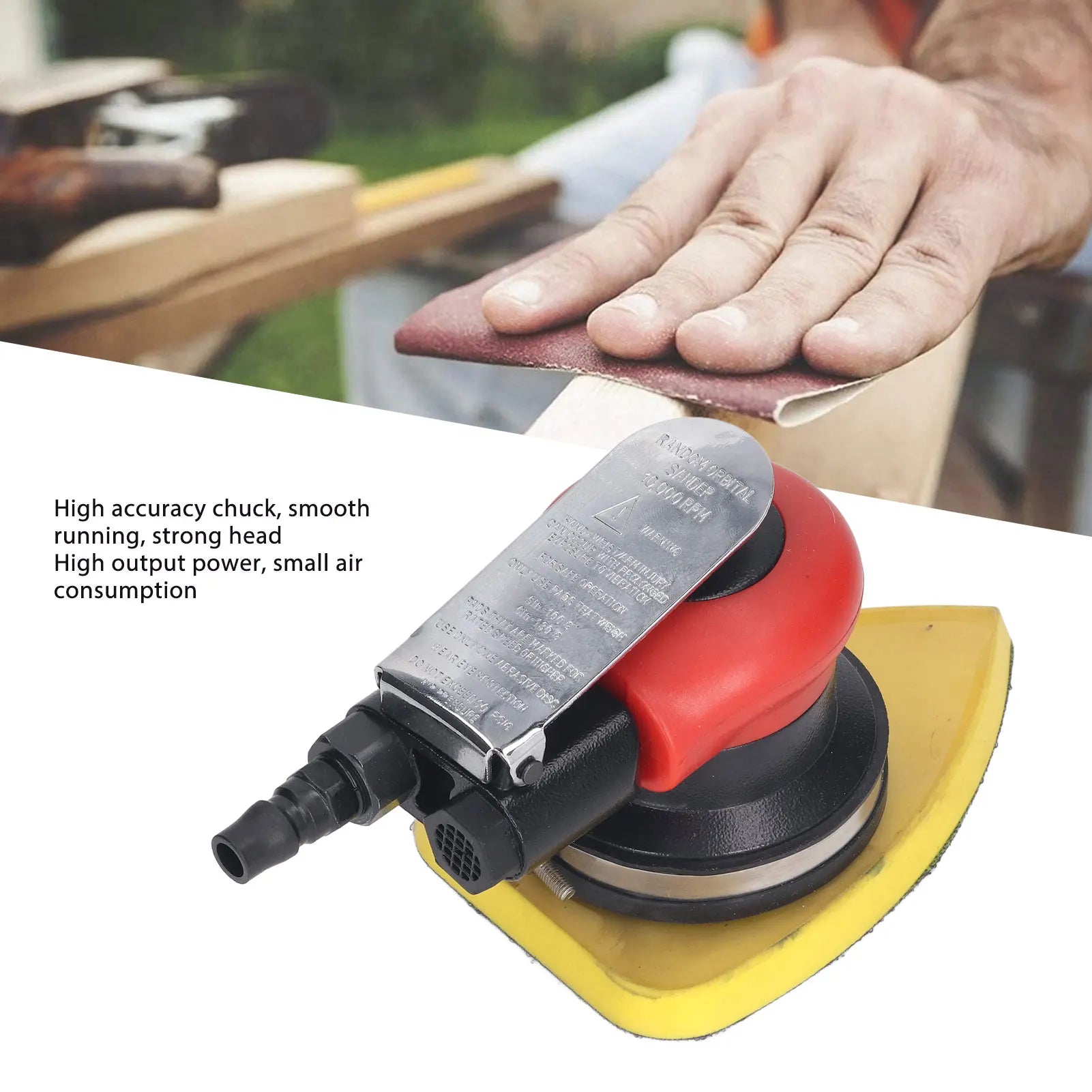 1/4" Air Powered Sander Polisher 10000RPM Triangle Long Vibration Pneumatic Sanding Machine 90PSI for Wood Metal Fiberglass
