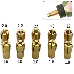 0.5-3.2mm 10pcs Electric Grinding Accessories Sets Drill Brass Electric Grinder Three-Prong Collet Chuck For Dremel Rotary Tool