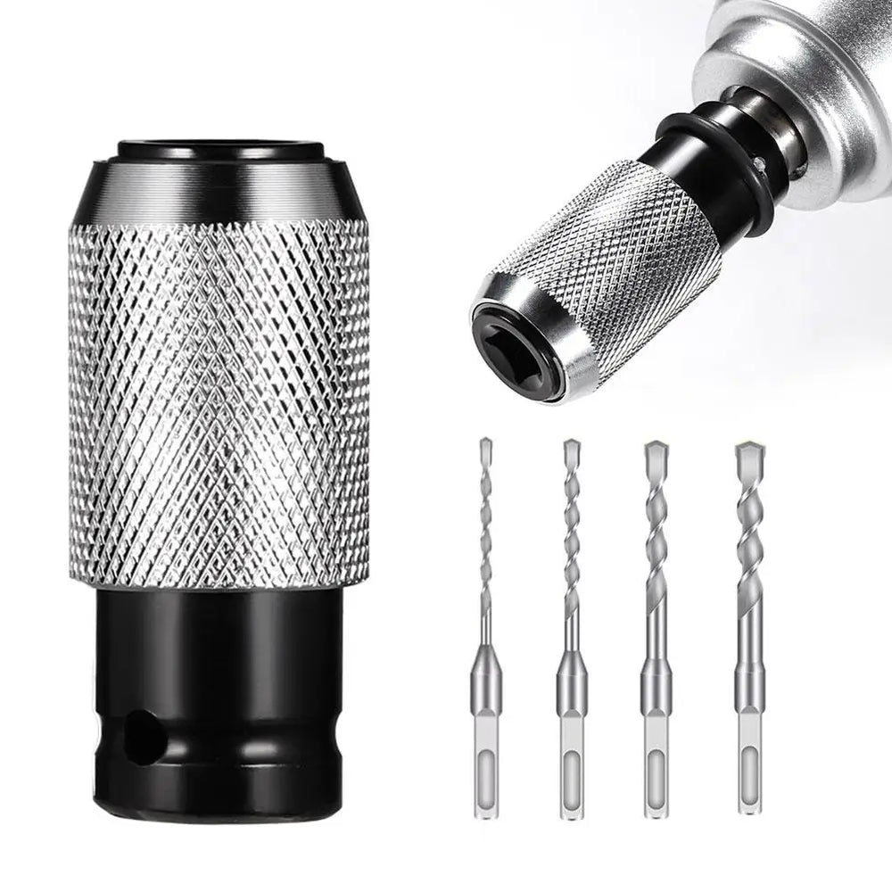 Rotary Hammer Adapter with 4 Impact Drill Bits Set Quick-Release Electric Hammer to Converter Kit for Electric Wrench Tools ﻿