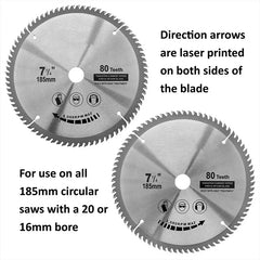 Circular Saw Blade Carbide Wood Cutting Disc TCT Saw Blade 185mm x80T x20mm Tipped Cutter Woodworking Cutting Tools Disc