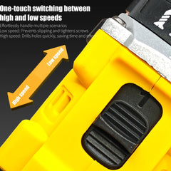 Cordless brushless drill, compact dual-speed setting, compatible with DeWalt 20V battery, includes bare tool only
