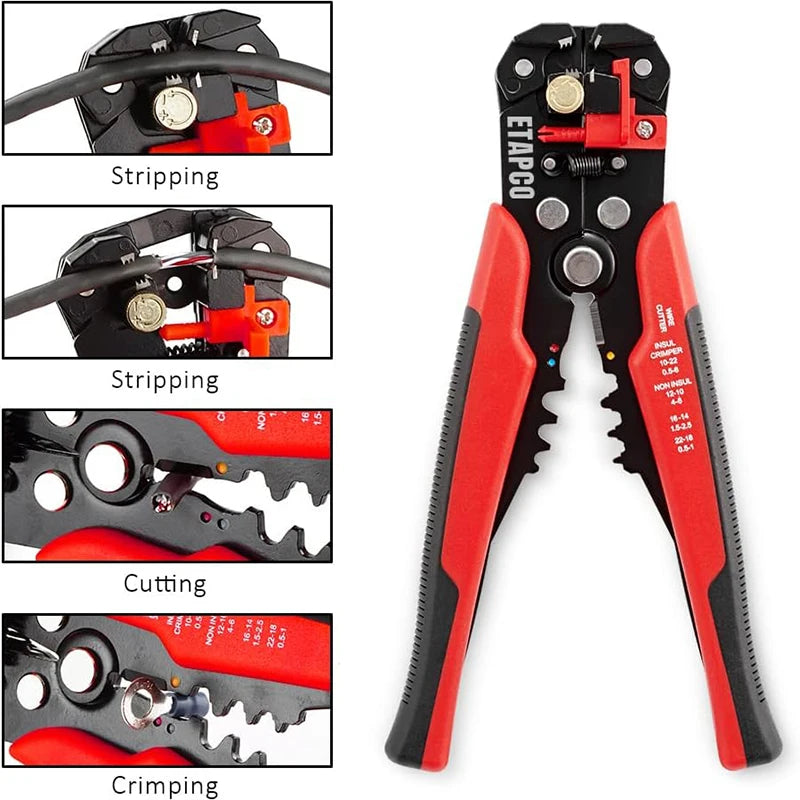 Self Adjusting Wire Stripper Tool, with Wire Crimper and Wire Cutters, Automatic Wire Stripper, wire stripper and crimping tool