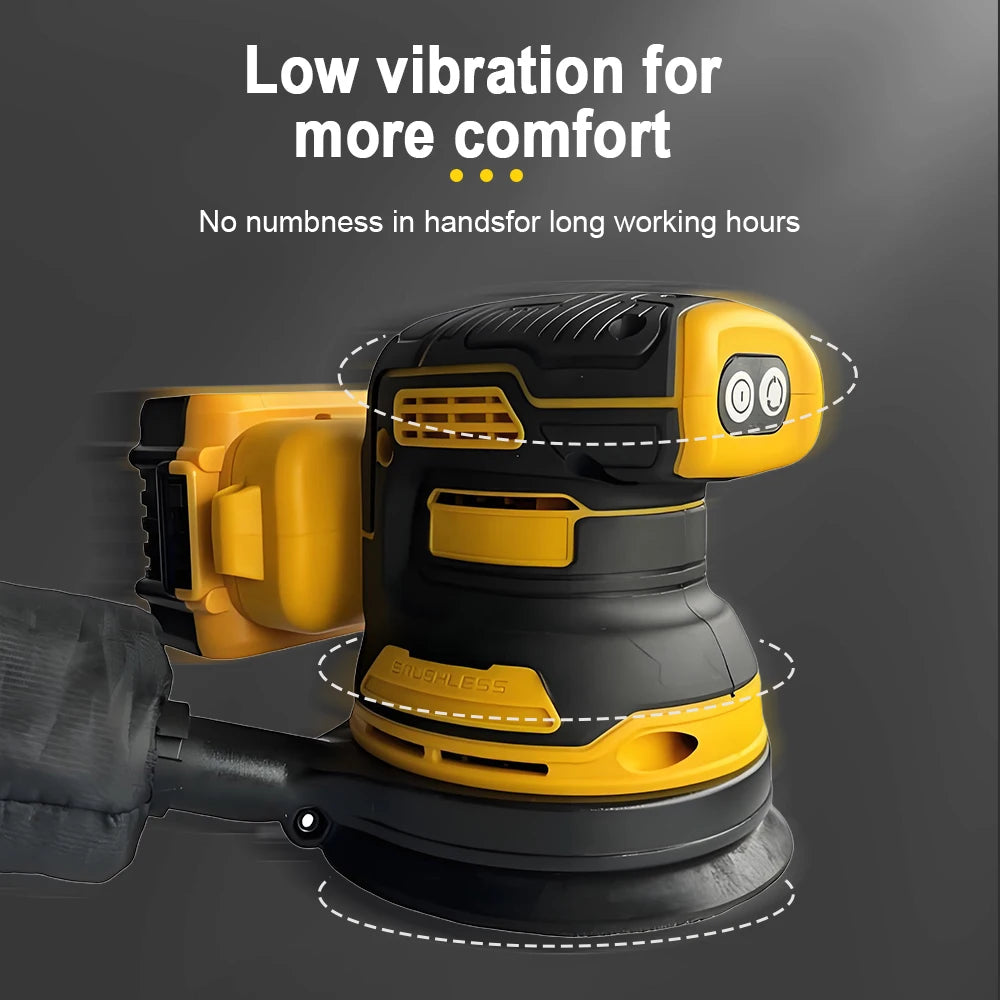 Electric Sander Mini Handheld Belt Sander High-Power Rechargeable Polisher 21V Brushless Cordless Circular Sander (No Battery)