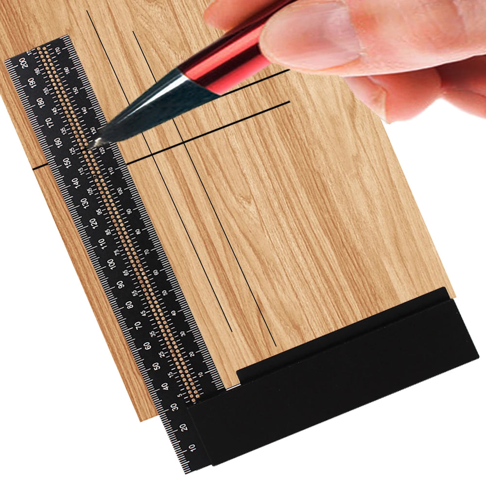Precise Carpenter Square Layout Tool Woodworking Scribe Ruler Parallel Line Marker Points Aluminum Alloy Right Angle Ruler