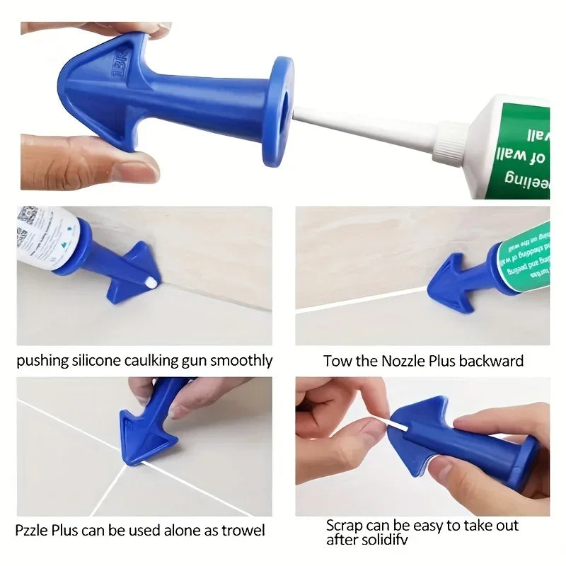 Caulking Tool Set with Metal and Silicone Heads - Manual Sealant Applicator for Precision Finishing,Durable Plastic Construction