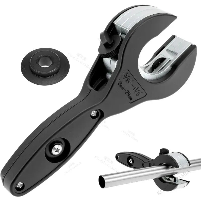 Ratchet Pipe Cutter Hand Tool Cuts Copper Aluminum Iron Stainless Steel PPR PE Pipes for Plumbing Repair and DIY Projects
