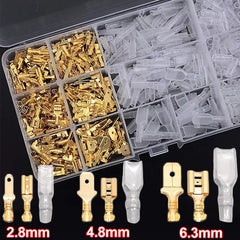 Wire Crimp Terminals Set 2.8/4.8/6.3mm Copper Male Female Wire Spade Connectors with Insulated Sleeve Electrical Conector Box