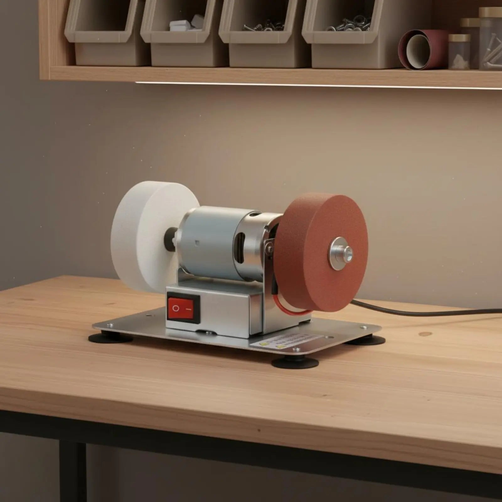 Mini Electric Bench Grinder Stable Performance Mini Bench Grinder Small Polishing Machine Low Noise for Garage, Craft Room