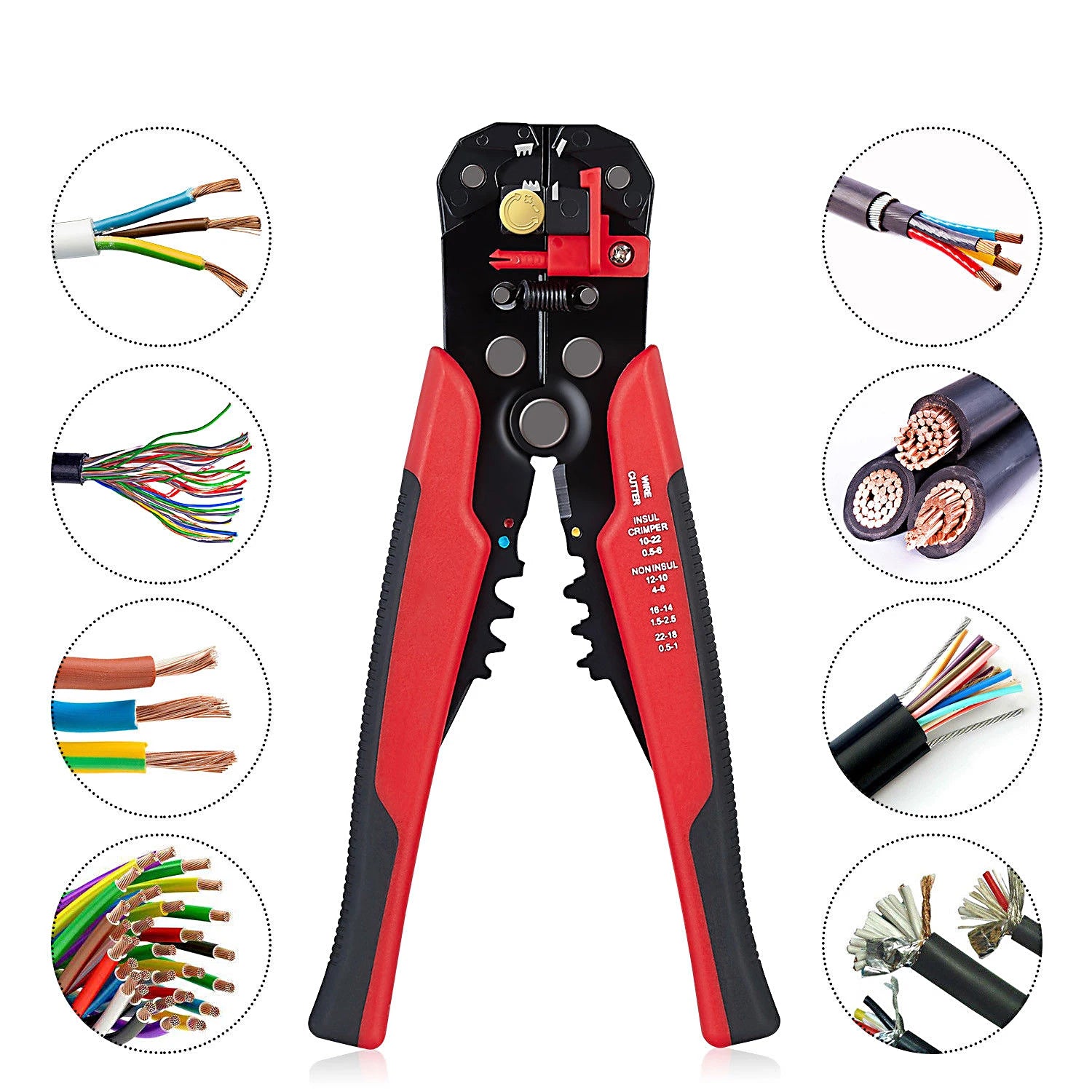 Self Adjusting Wire Stripper Tool, with Wire Crimper and Wire Cutters, Automatic Wire Stripper, wire stripper and crimping tool