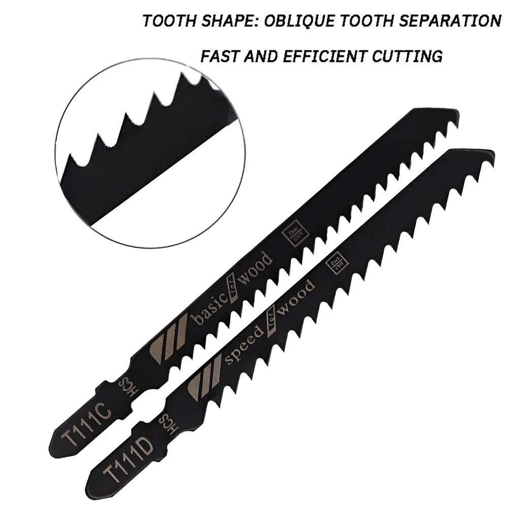 10 Piece Jigsaw Blade Set for Wood and Metal, Accessories for Jigsaw with T-shank Holder Electric Saw Blades Jig Saw Blade