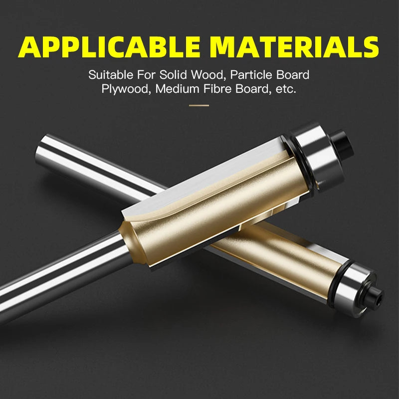 HUHAO Wood Router Bits Flush Trim Bit Top Bearing Carbide Milling Cutter Trimming Cutters Woodworking Tool Shank 1/2" 1/4 "